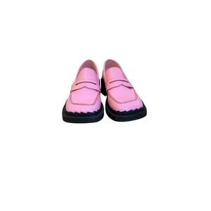 Camper heeled pink and black loafers never been worn